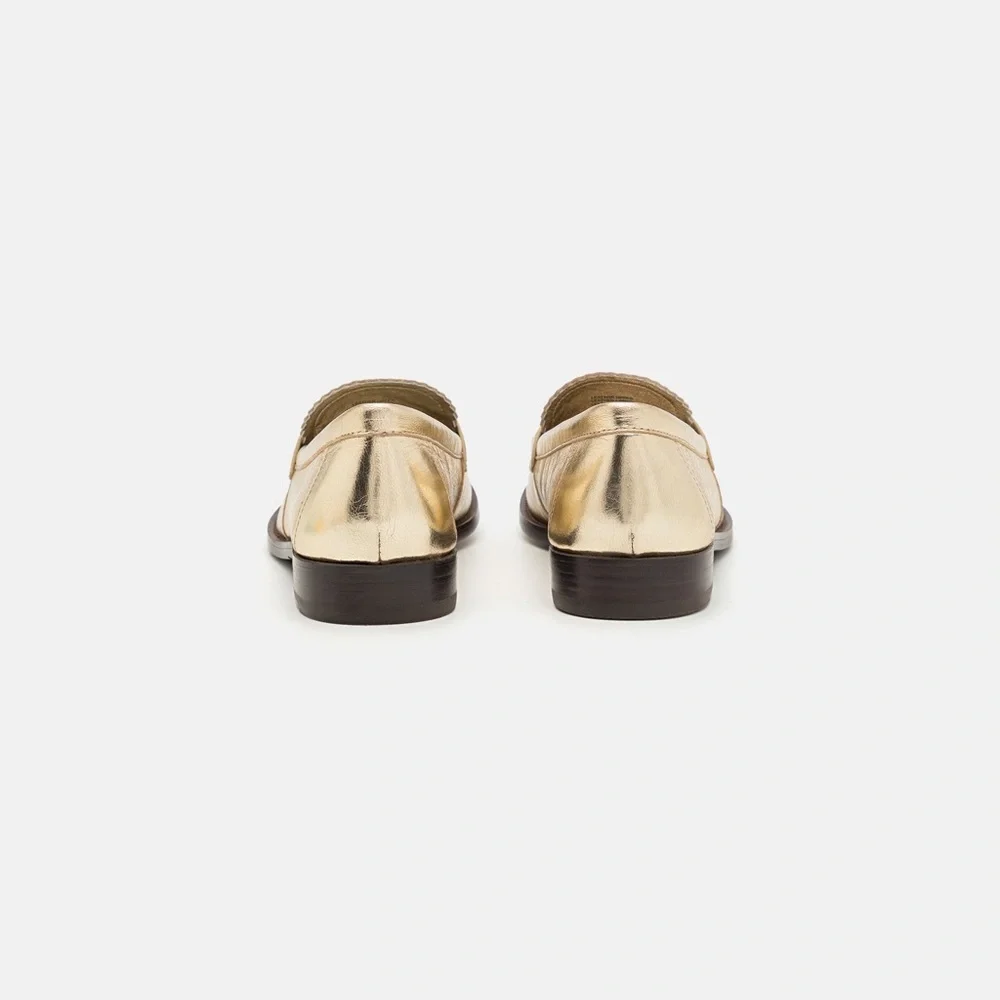 NWT Tory Burch Women’s Metallic Gold Classic Loafers, Color Spark Gold Platinum - Picture 4 of 16